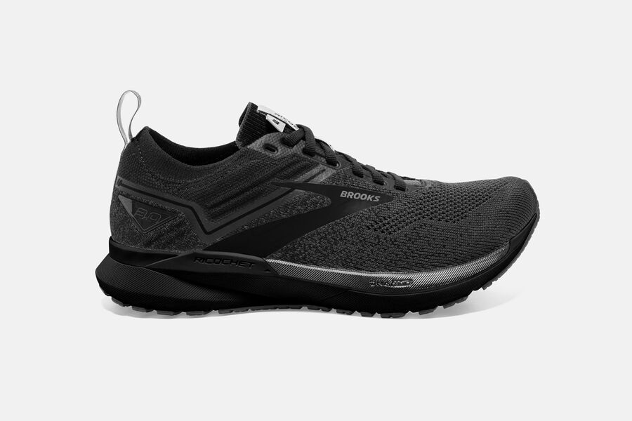 Brooks Running Shoes Mens Black - Ricochet 3 Road - 6439-IEGJD